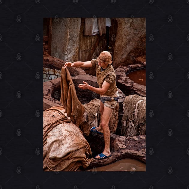 Morocco. Fes. Fes el Bali. Tanneries. Workman. by vadim19